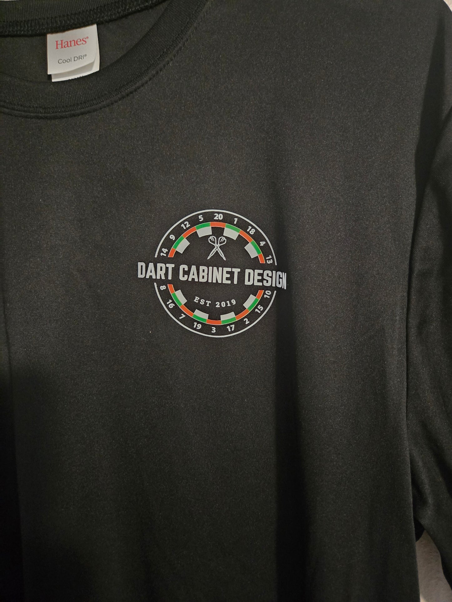 Dart Cabinet Design Performance T-Shirt – Black Moisture-Wicking Tee