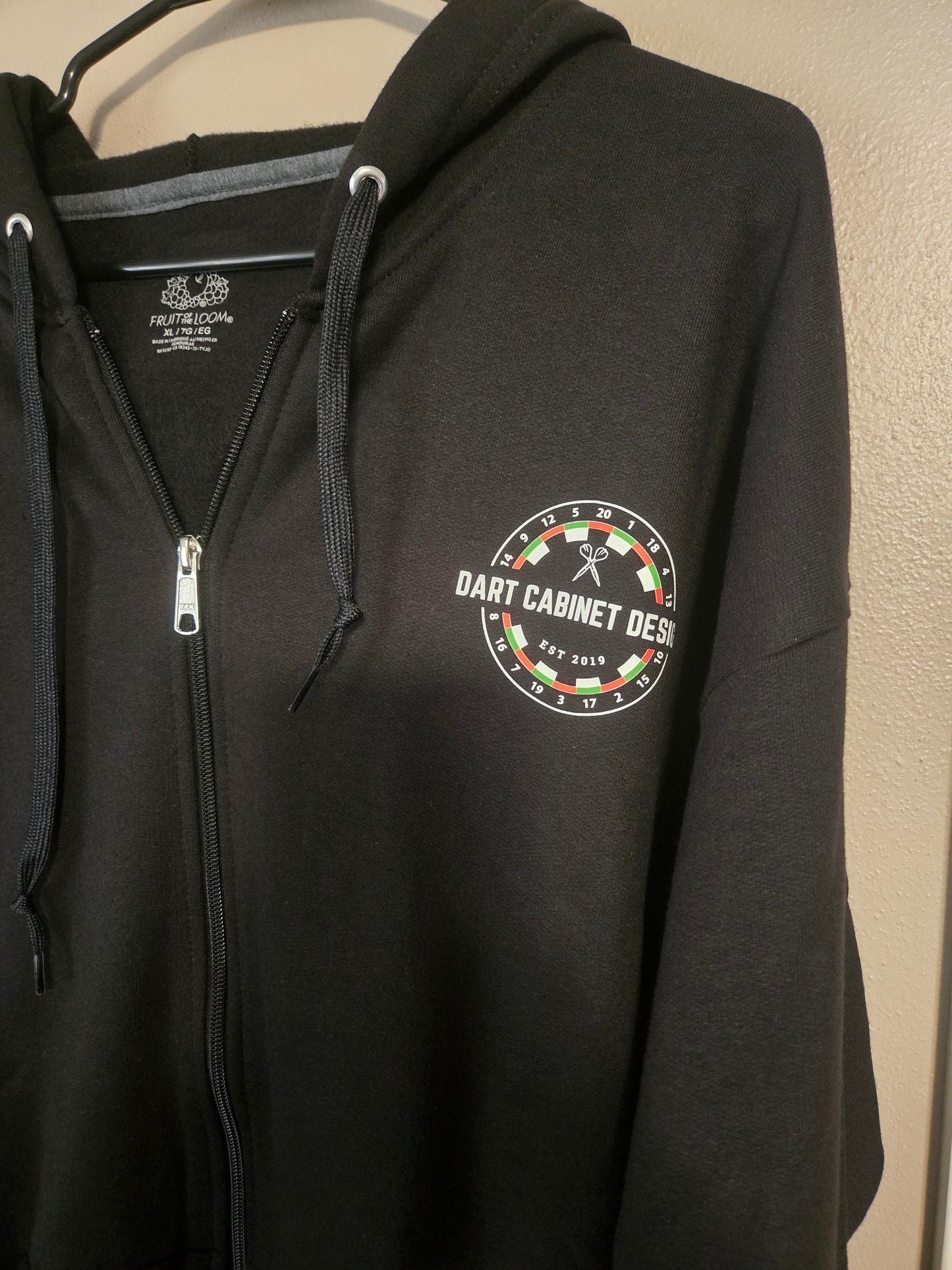 Dart Cabinet Design Full Zip Hoodie – Black Fleece Sweatshirt
