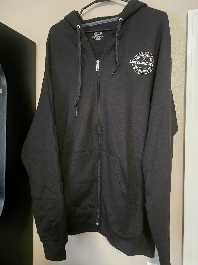 Dart Cabinet Design Full Zip Hoodie – Black Fleece Sweatshirt